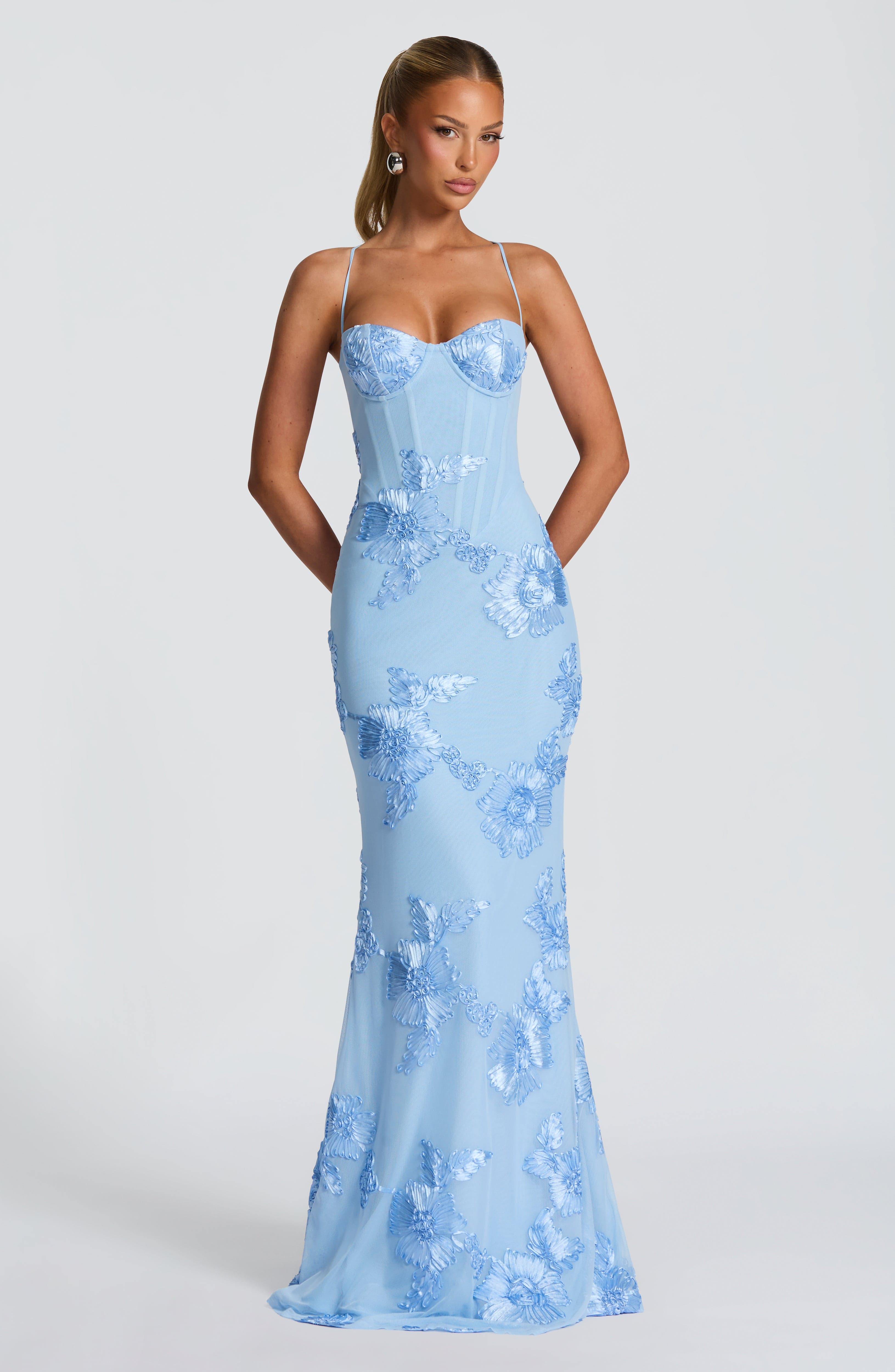 light blue dress flowy Flowy Maxi Dress for Women – Elegant Summer Evening Gown – Baby Blue – Luvena Fashion