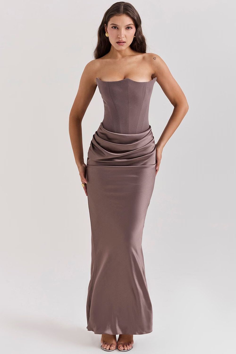 Sequined Fitted Maxi Dress for Women – Party and Evening Dress