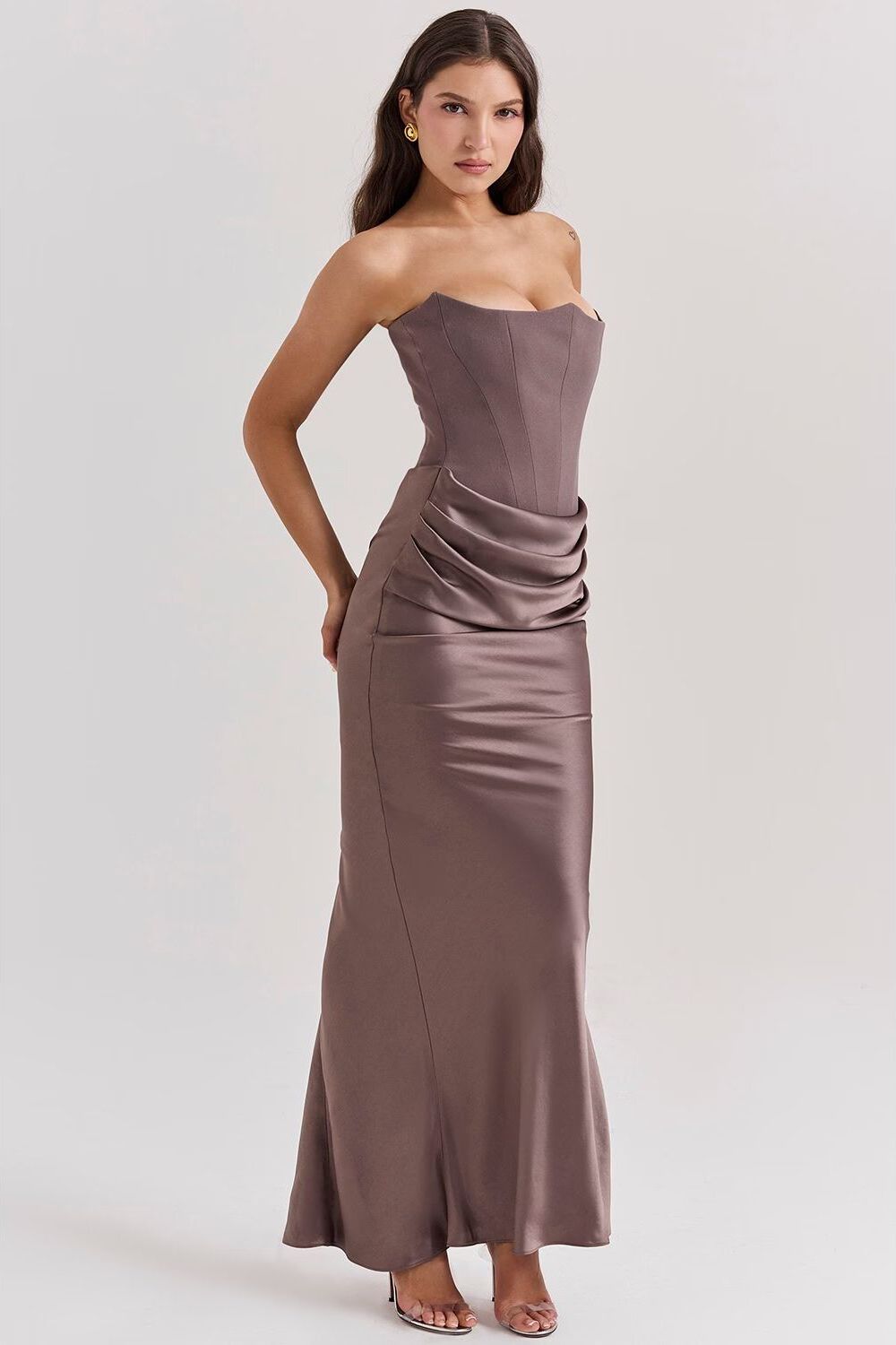 Sequined Fitted Maxi Dress for Women – Party and Evening Dress