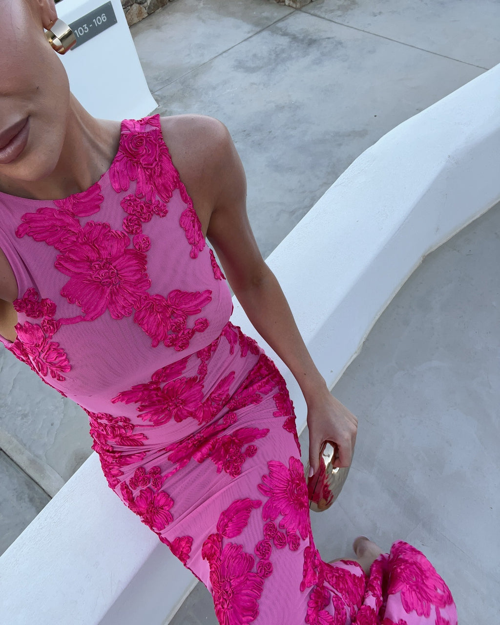 3D Floral Embroidered Mesh Maxi Dress for Women – Sleeveless Party Dress