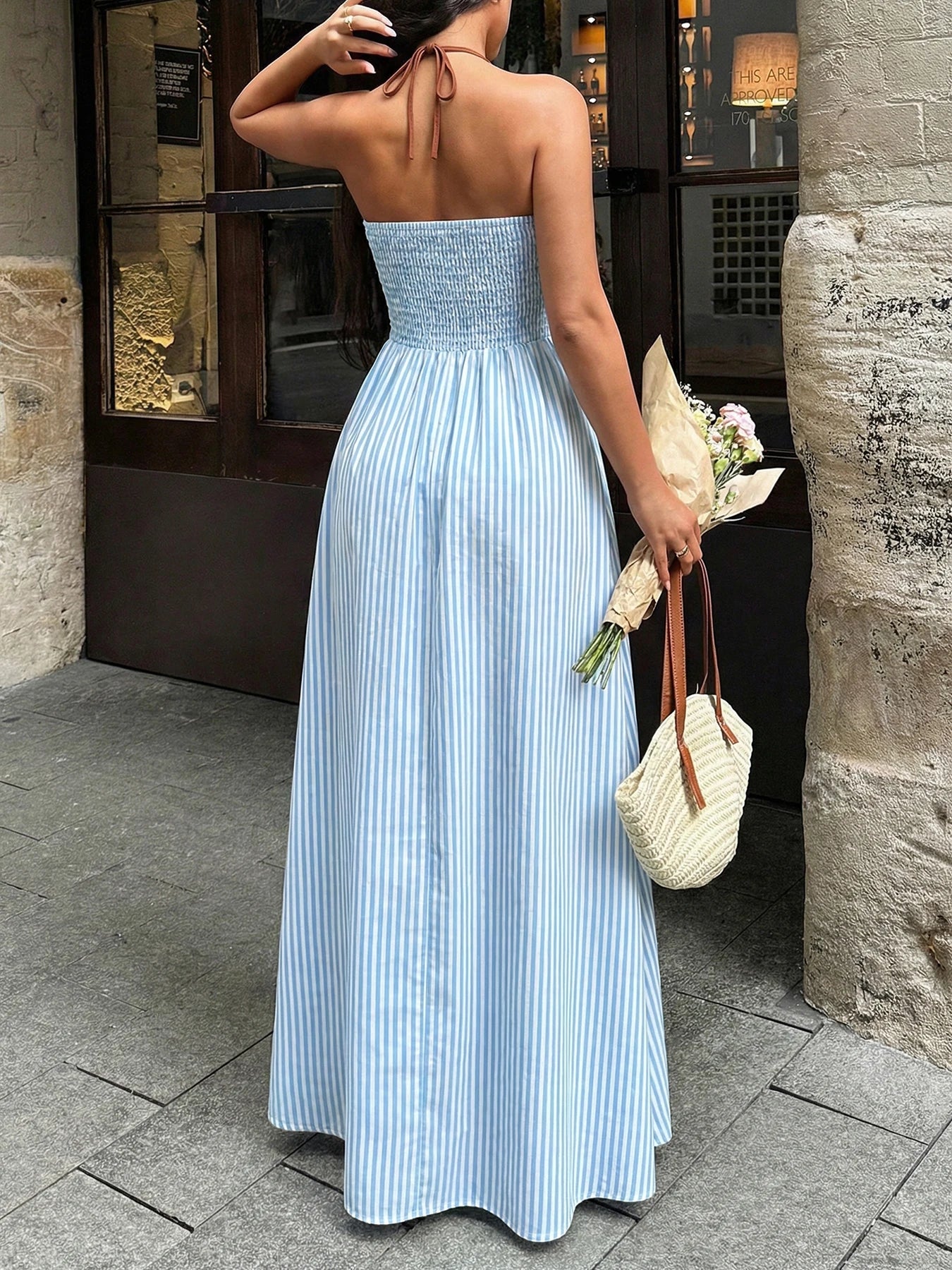 Off-Shoulder Hollow Out Maxi Beach Dress for Women – Sleeveless Backless Dress