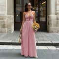 Off-Shoulder Hollow Out Maxi Beach Dress for Women – Sleeveless Backless Dress