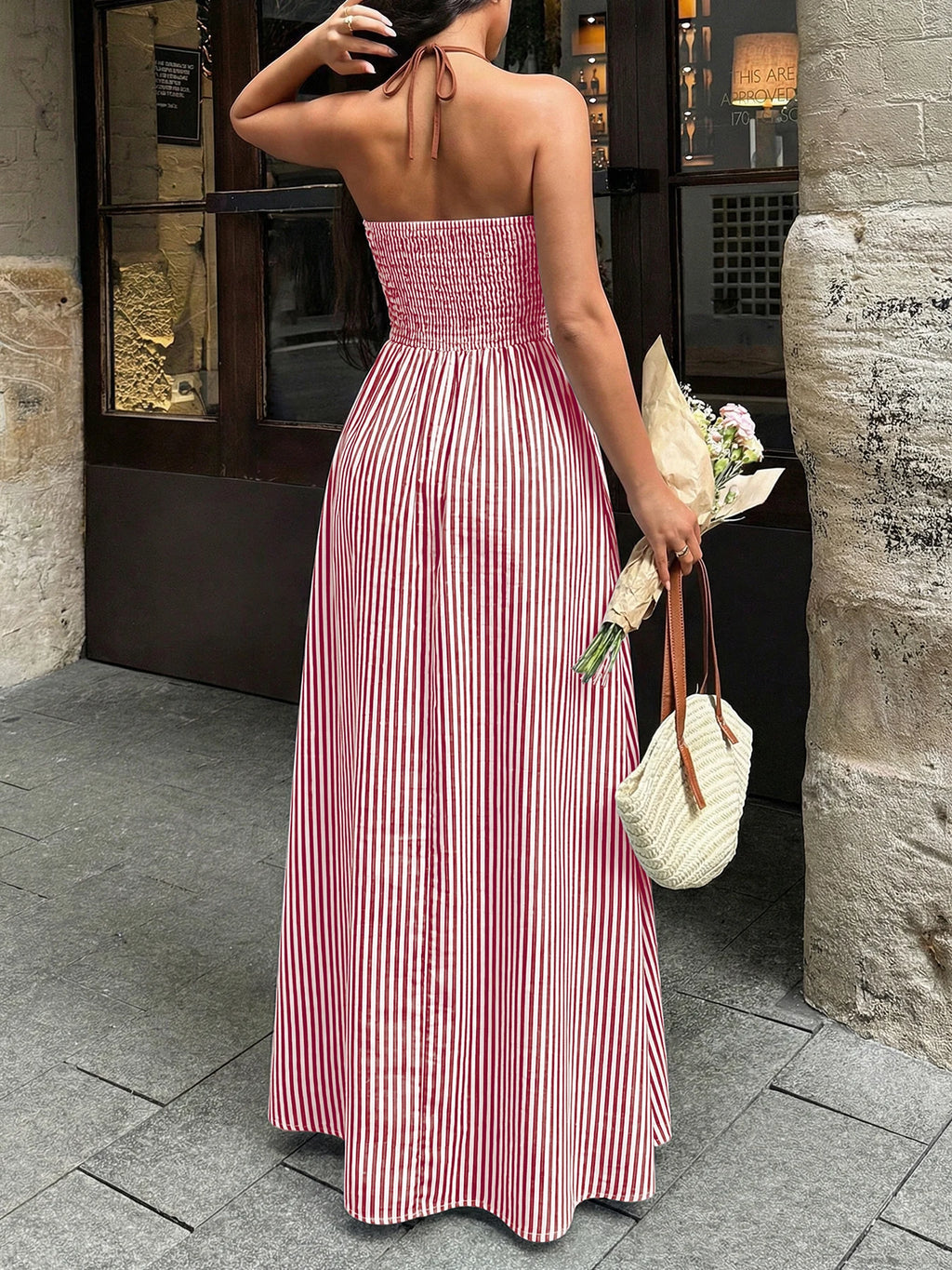 Off-Shoulder Hollow Out Maxi Beach Dress for Women – Sleeveless Backless Dress