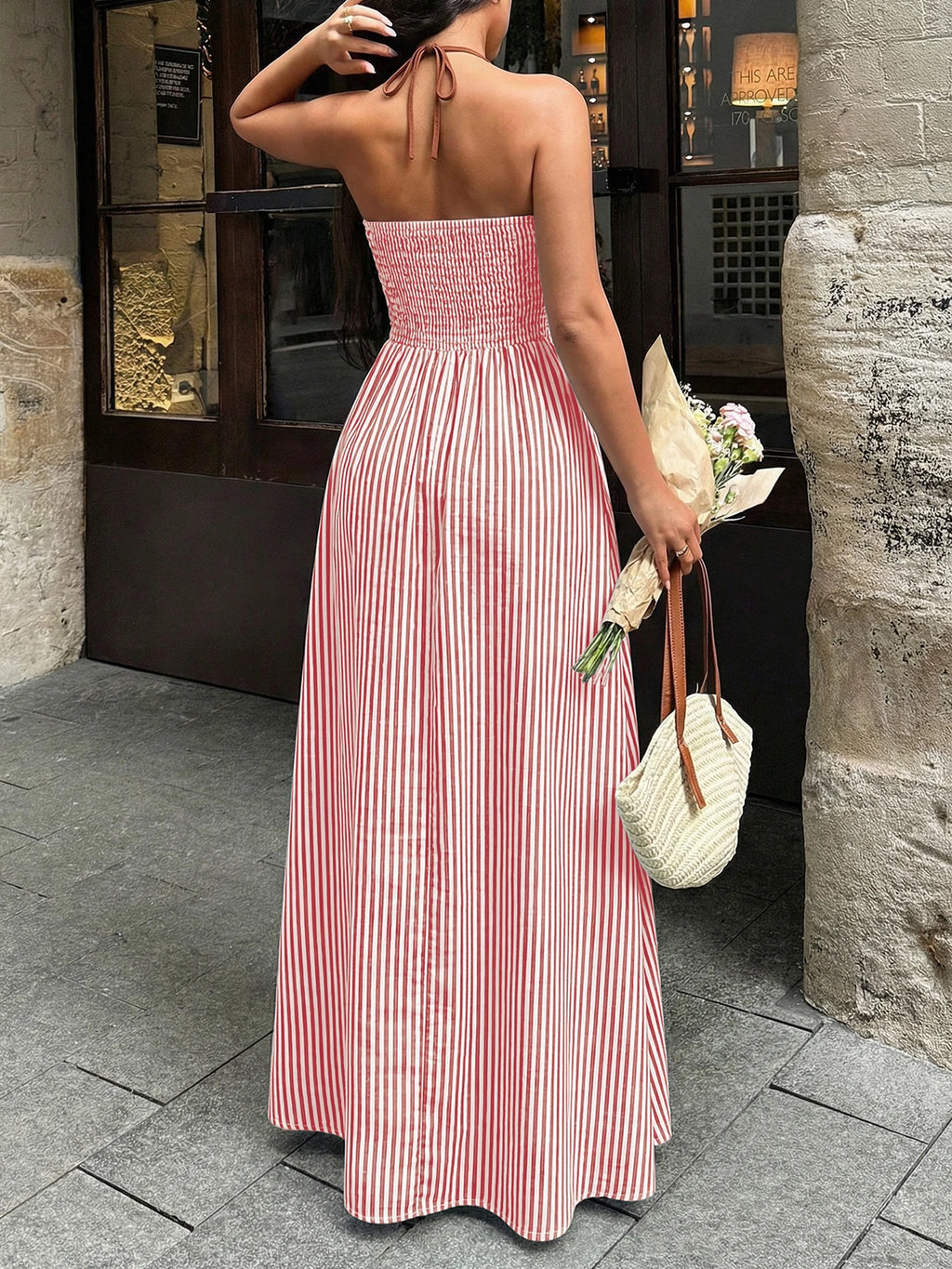 Off-Shoulder Hollow Out Maxi Beach Dress for Women – Sleeveless Backless Dress