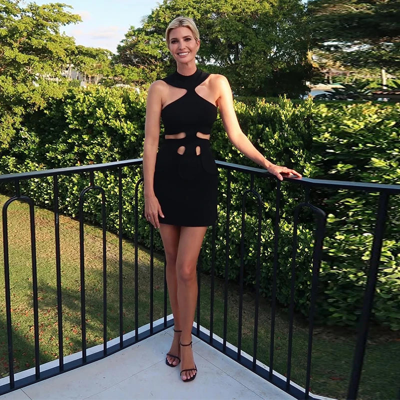 Halter Cut-Out Mini Dress for Women – Sleeveless Bodycon Party Dress