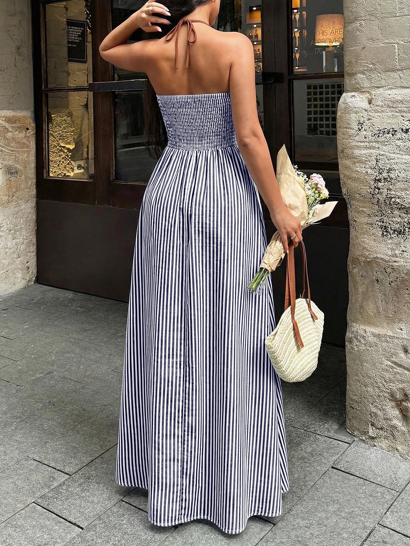 Off-Shoulder Hollow Out Maxi Beach Dress for Women – Sleeveless Backless Dress