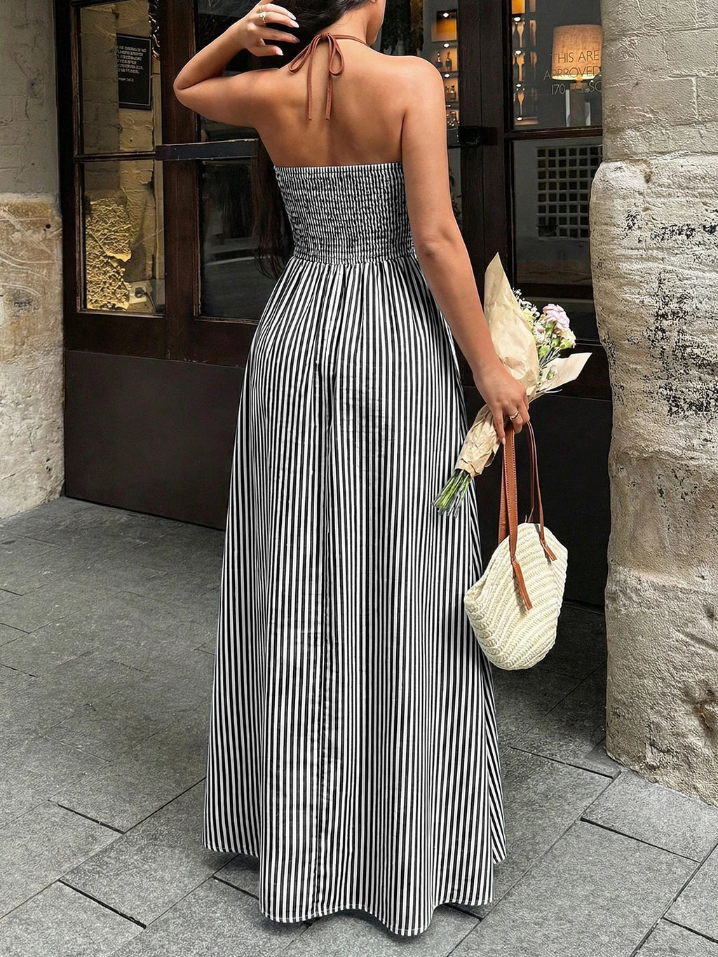 Off-Shoulder Hollow Out Maxi Beach Dress for Women – Sleeveless Backless Dress