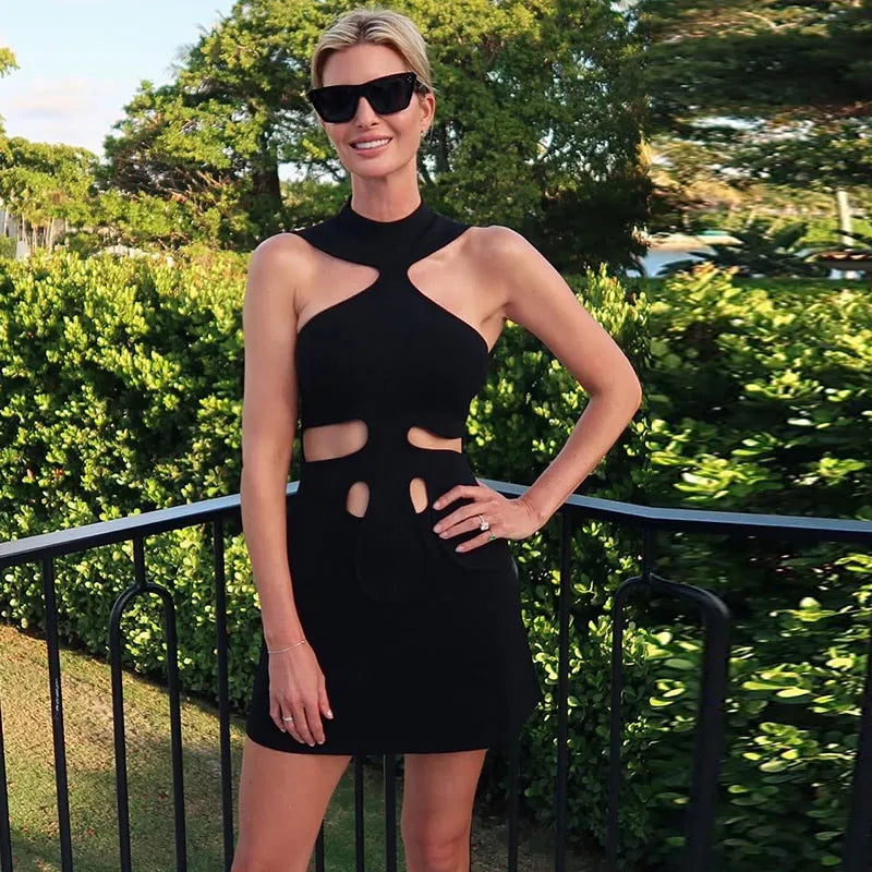 Halter Cut-Out Mini Dress for Women – Sleeveless Bodycon Party Dress