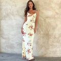 Floral Print Backless Bodycon Maxi Dress for Women – Sleeveless Y2K Party Dress