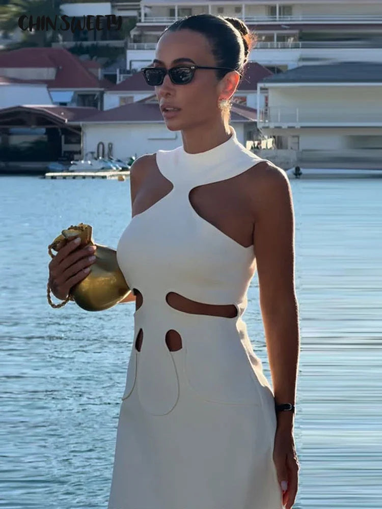 Halter Cut-Out Mini Dress for Women – Sleeveless Bodycon Party Dress