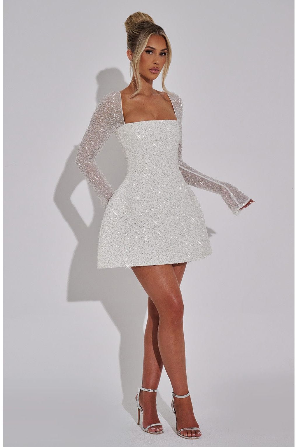 Elowen Mini Dress – Ivory | Lace-Up Back Beaded Mini Dress for Women - LÚVENA FASHION