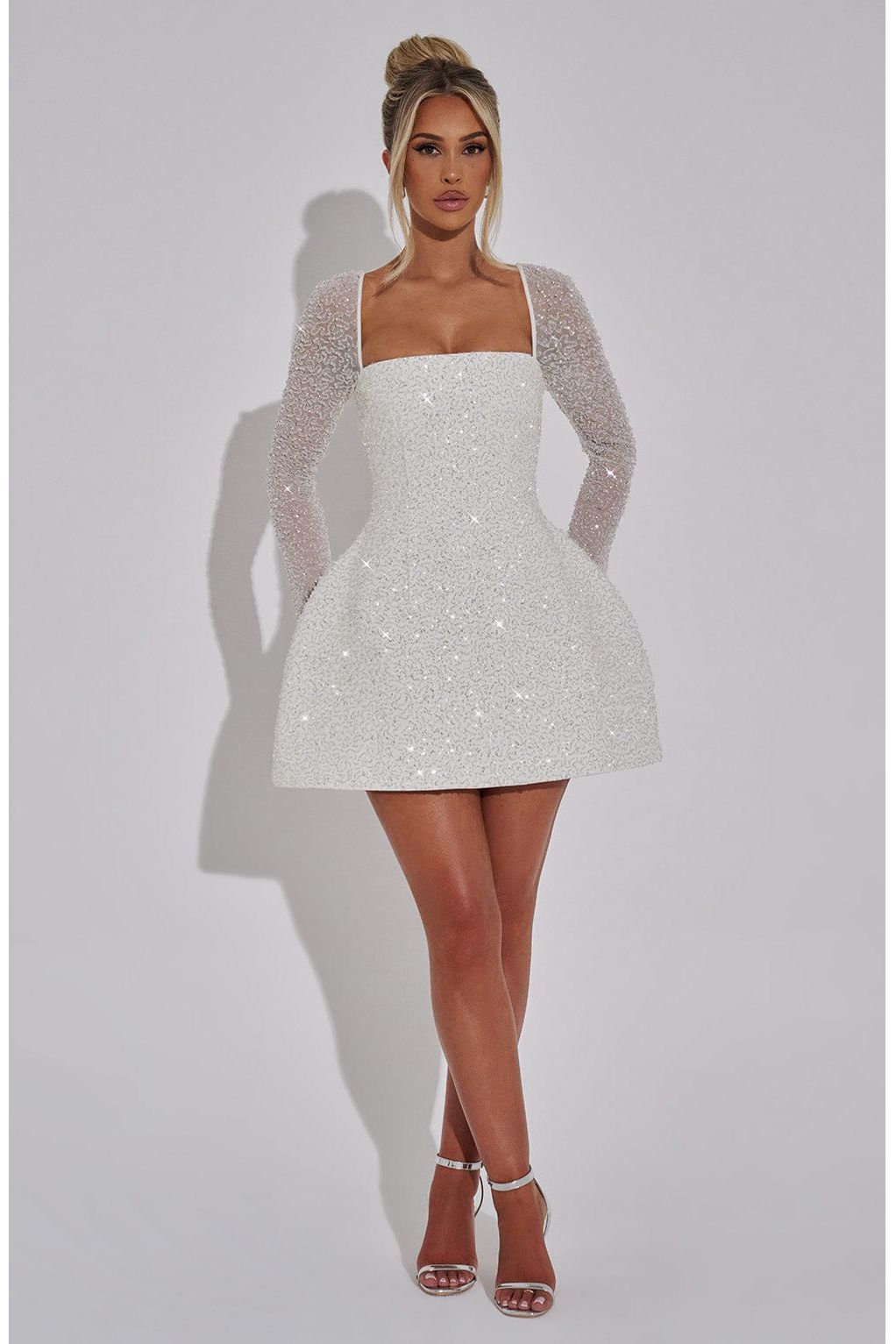 Elowen Mini Dress – Ivory | Lace-Up Back Beaded Mini Dress for Women - LÚVENA FASHION