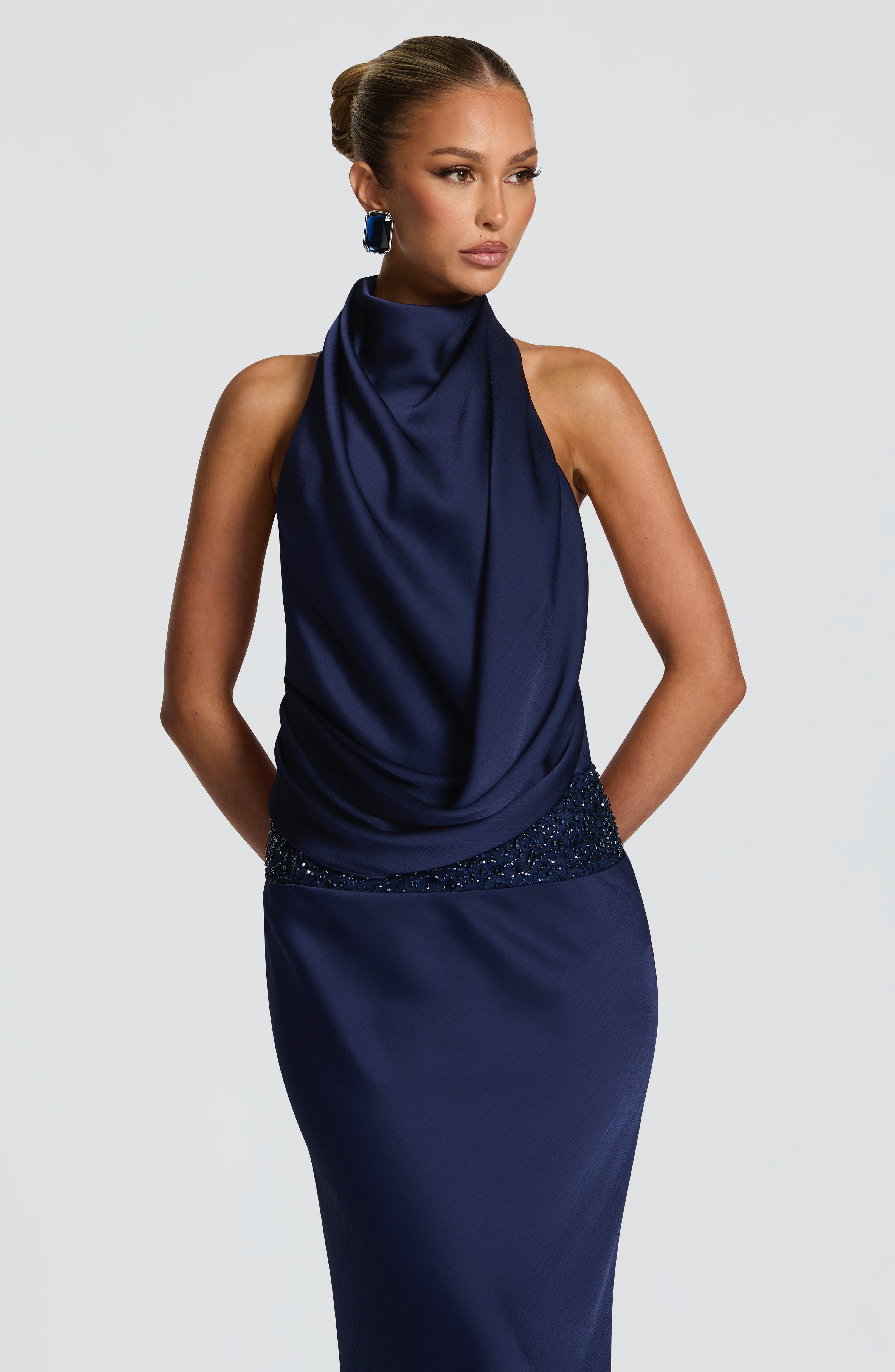 Armelle Navy Maxi Dress - Effortless Elegance S.M