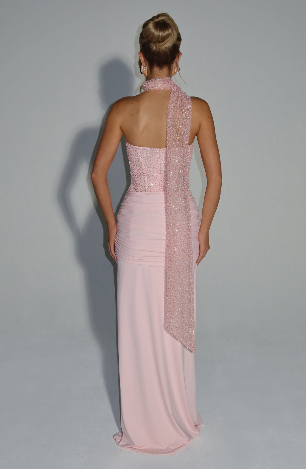 Elegant Flowy Maxi Dress for Women – Evening Gown – Blush