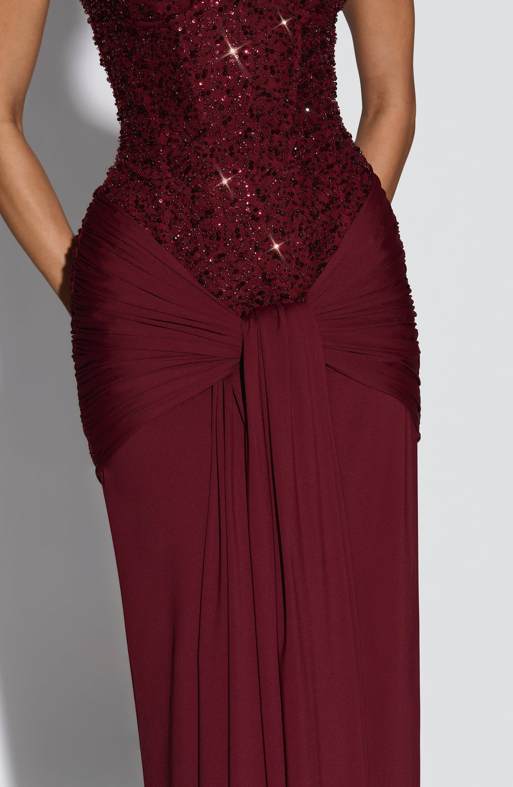 Elegant Flowy Maxi Dress for Women – Evening Gown – Burgundy