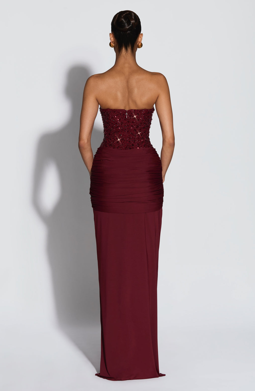 Elegant Flowy Maxi Dress for Women – Evening Gown – Burgundy