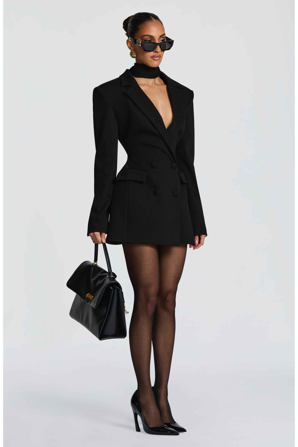 Double-Breasted Blazer Mini Dress for Women – Tailored Long Sleeve Dress