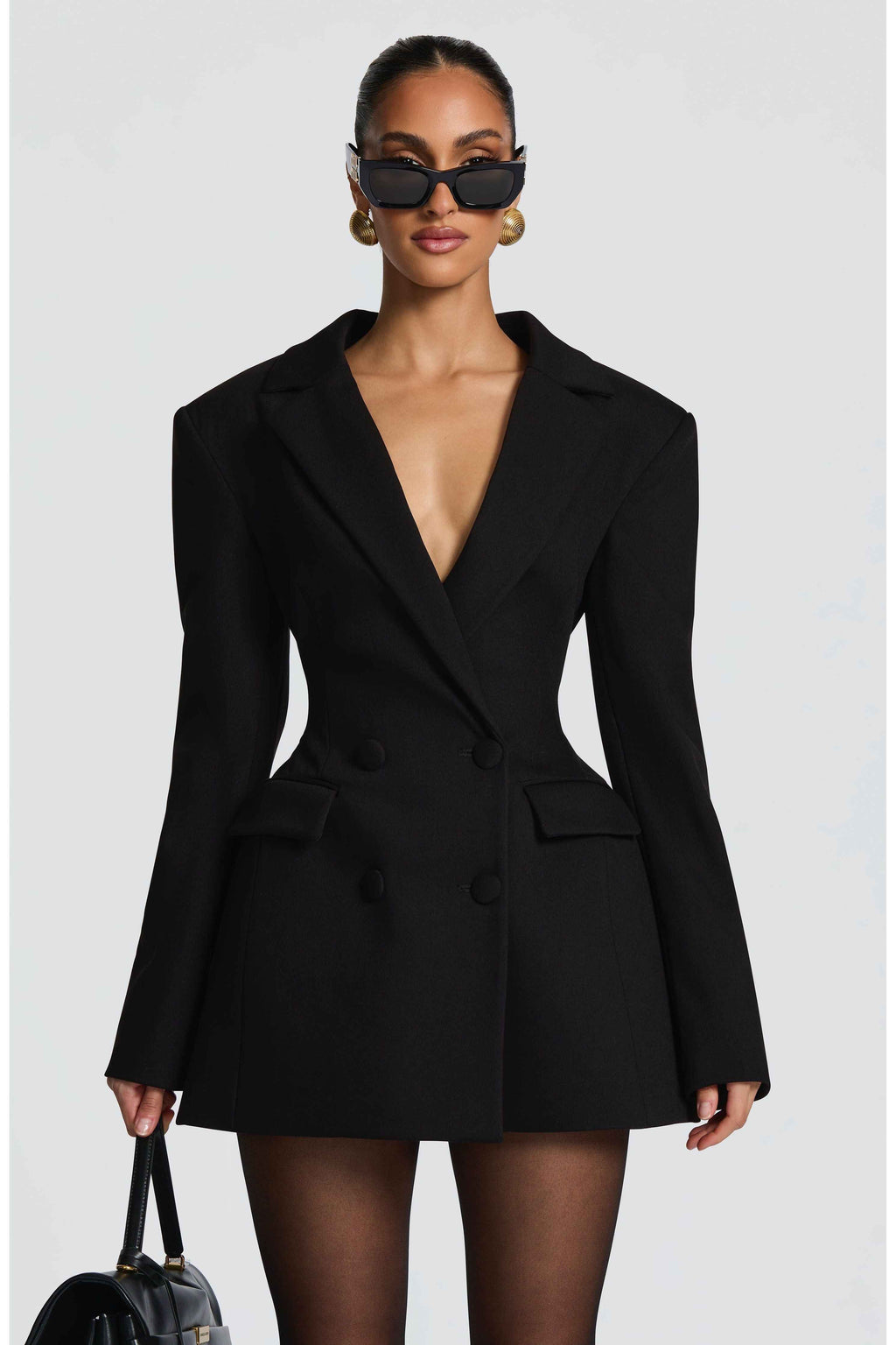 Double-Breasted Blazer Mini Dress for Women – Tailored Long Sleeve Dress