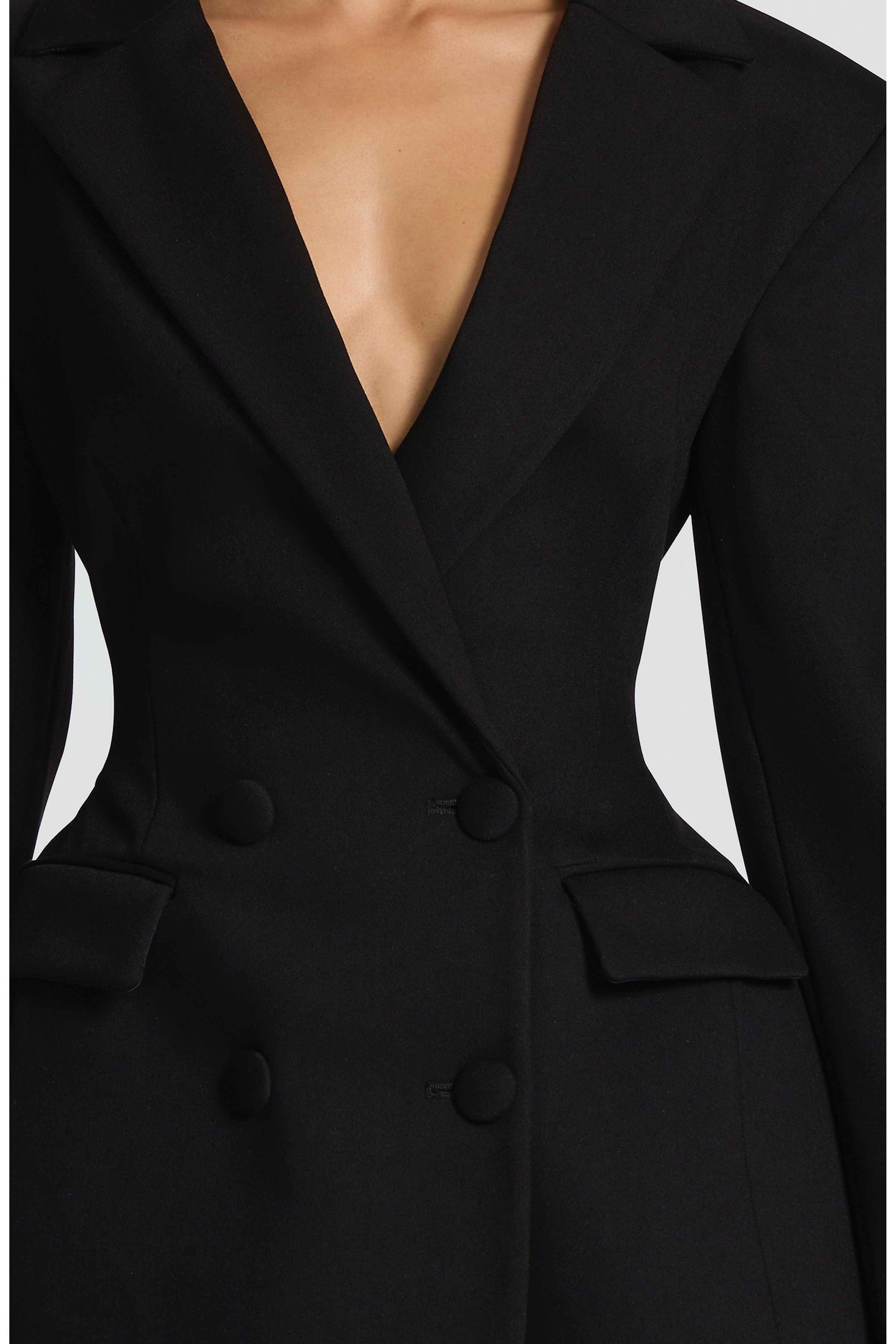 Double-Breasted Blazer Mini Dress for Women – Tailored Long Sleeve Dress