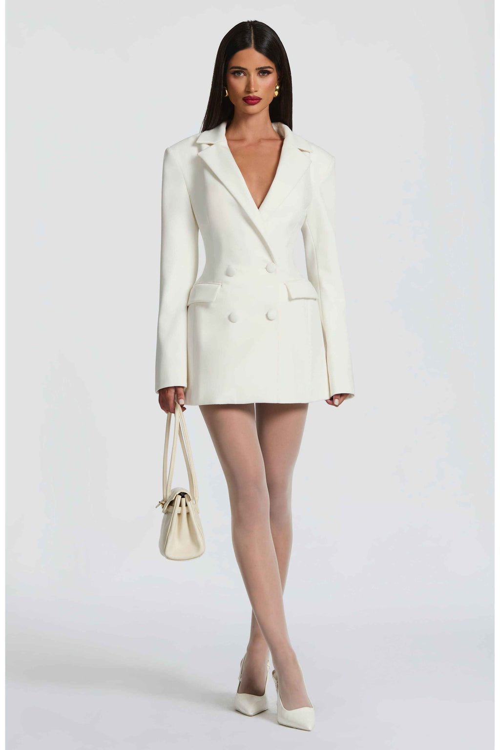 Double-Breasted Blazer Mini Dress for Women – Tailored Long Sleeve Dress