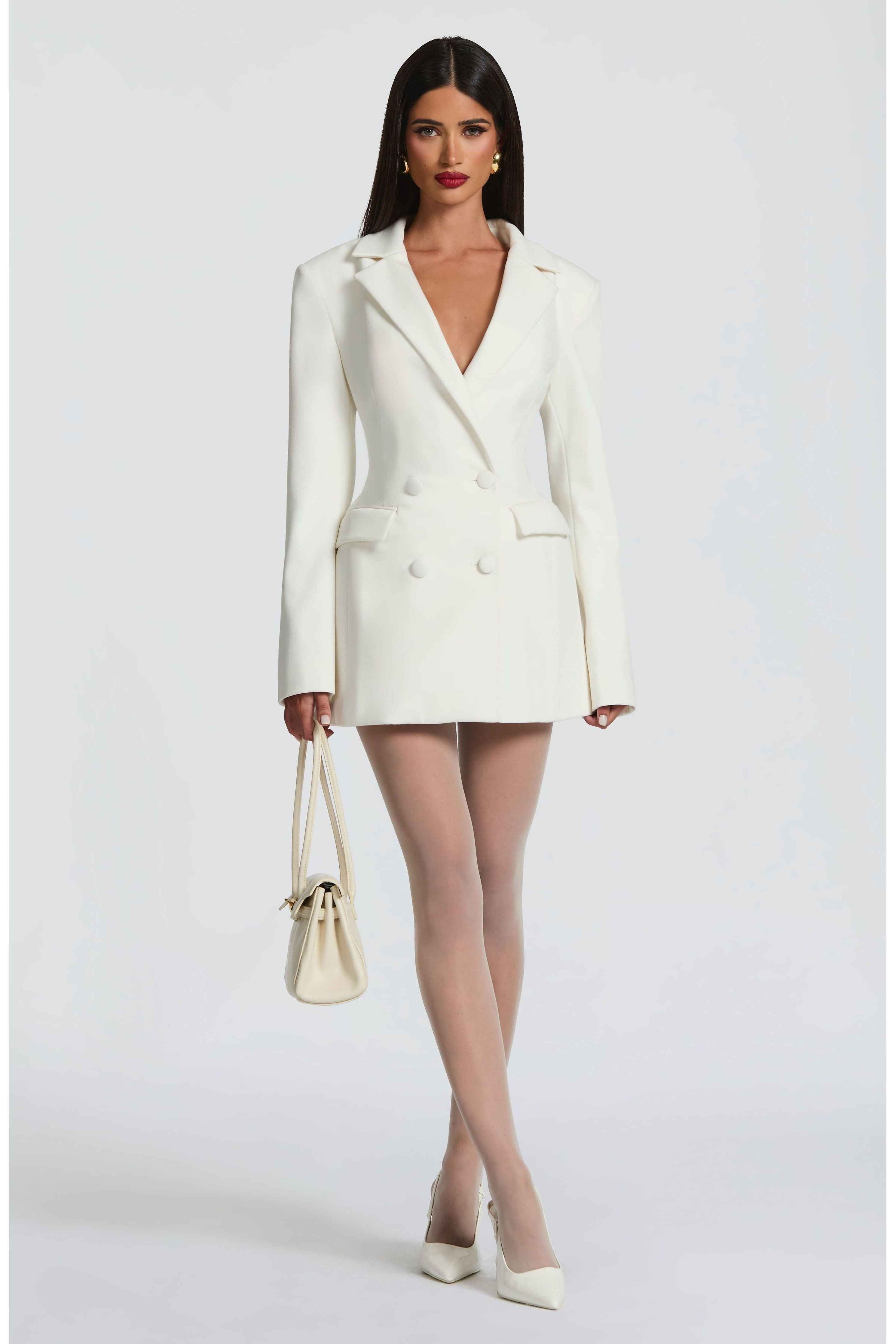 Double-Breasted Blazer Mini Dress for Women – Tailored Long Sleeve Dress