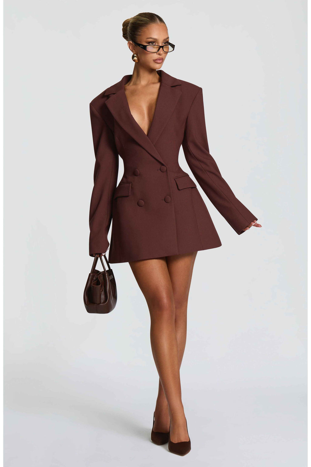 Double-Breasted Blazer Mini Dress for Women – Tailored Long Sleeve Dress