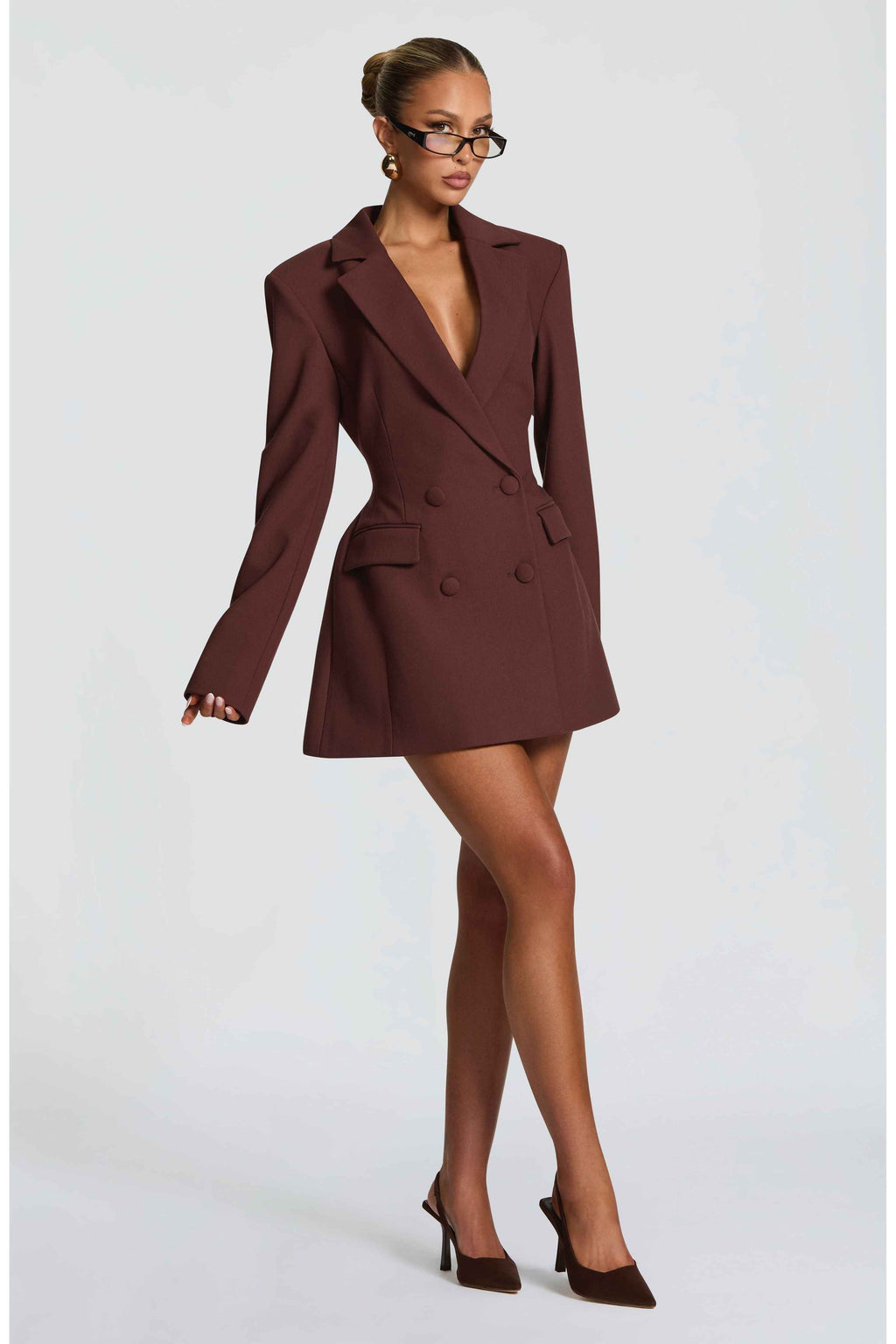 Double-Breasted Blazer Mini Dress for Women – Tailored Long Sleeve Dress