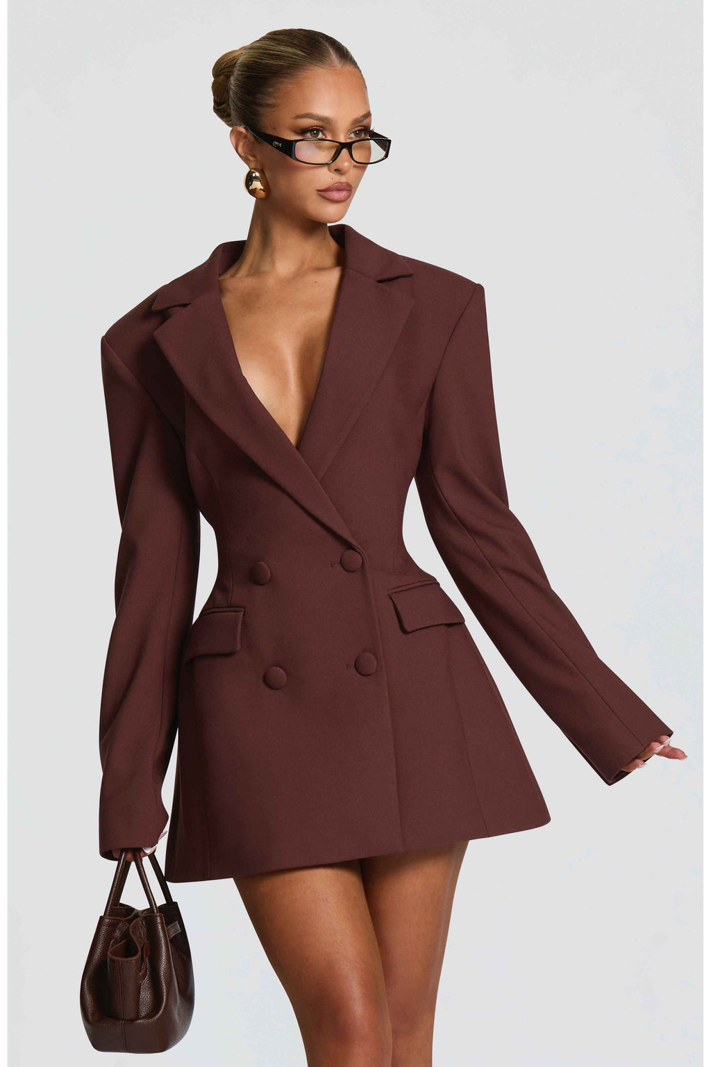 Double-Breasted Blazer Mini Dress for Women – Tailored Long Sleeve Dress