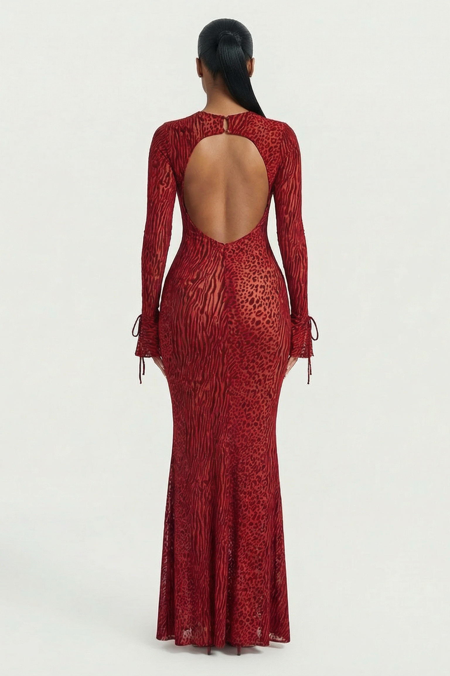 Animal Print Mesh Maxi Dress for Women – Sleeveless Evening Gown