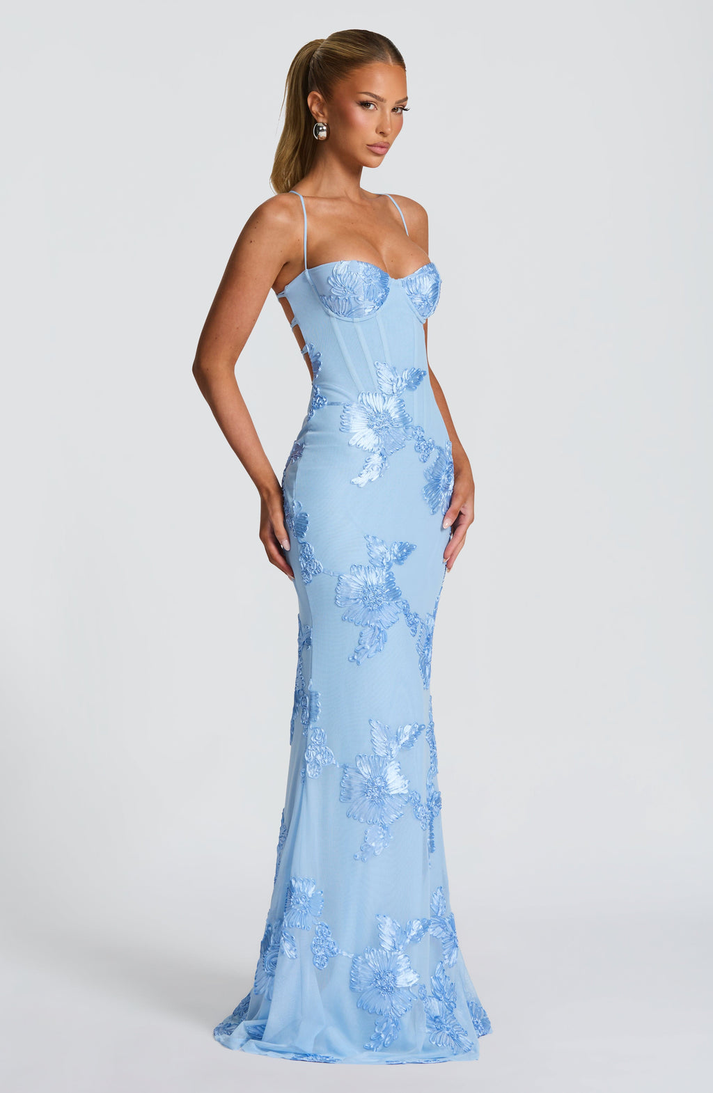 Flowy Maxi Dress for Women – Elegant Summer Evening Gown – Baby Blue