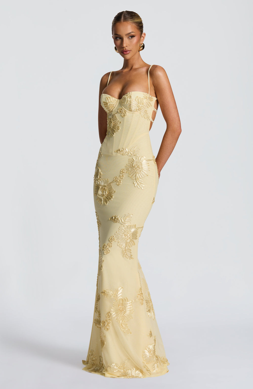 Flowy Maxi Dress for Women – Elegant Summer Evening Gown – Lemon