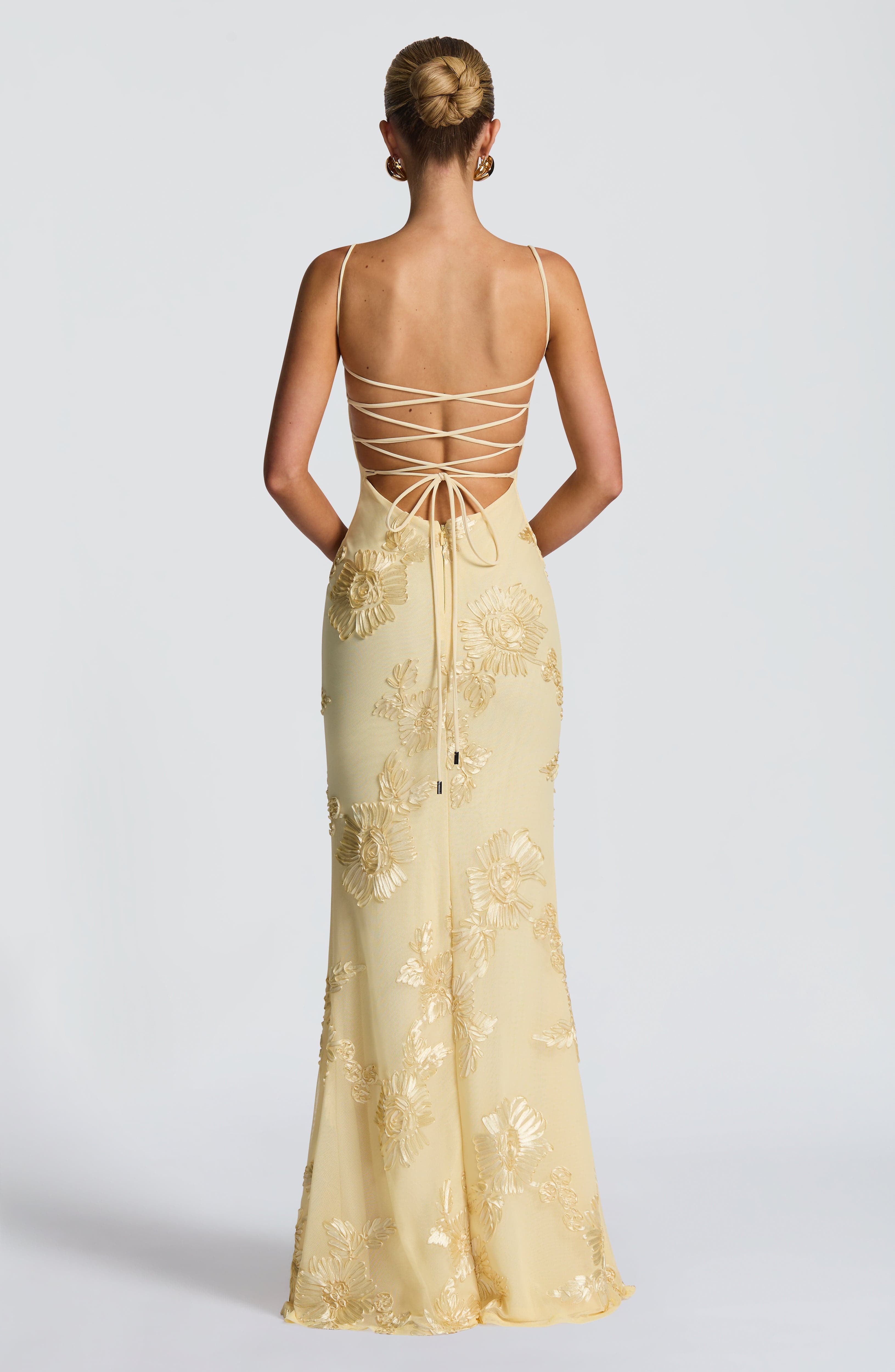 Flowy Maxi Dress for Women – Elegant Summer Evening Gown – Lemon