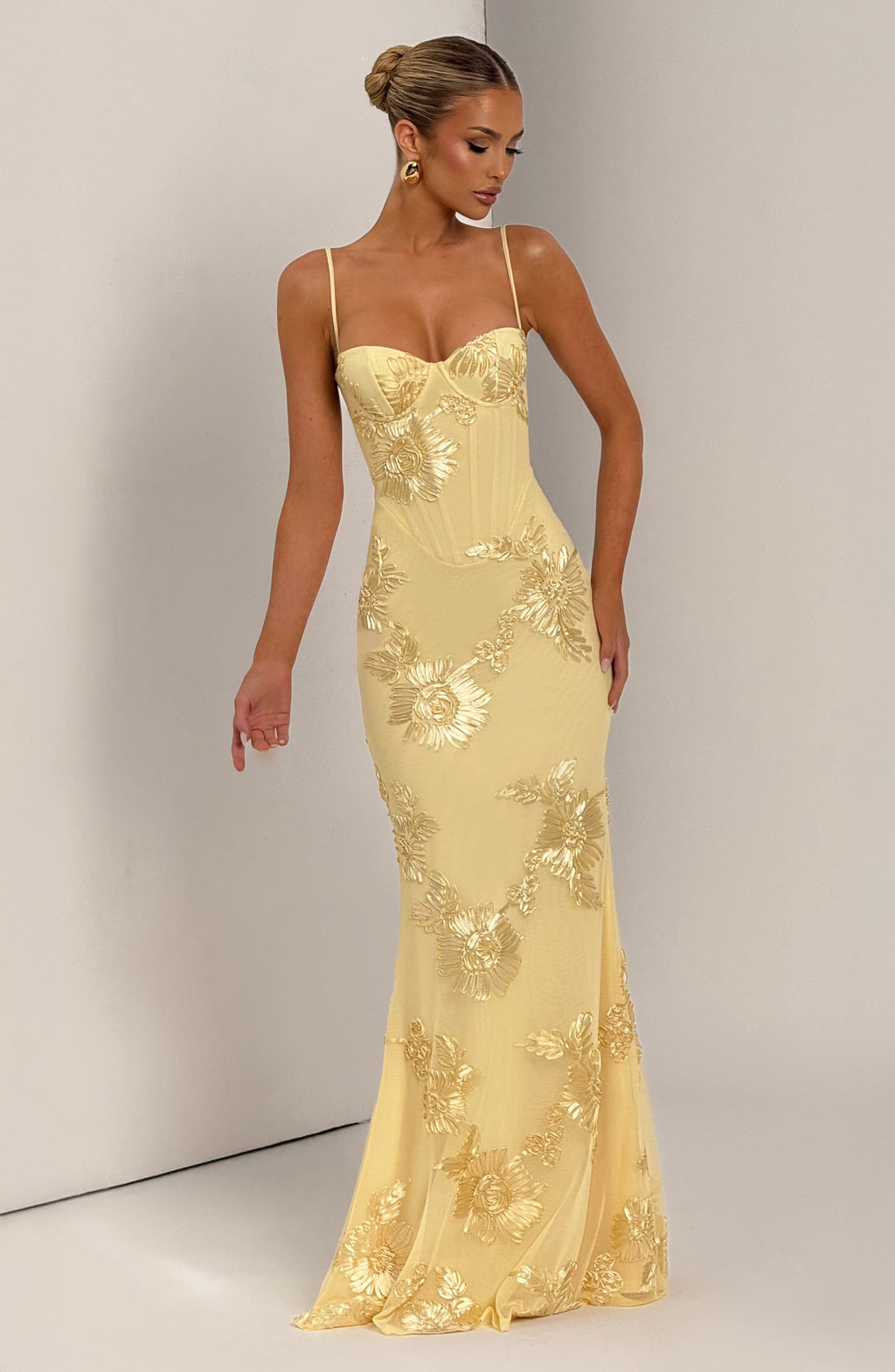 Flowy Maxi Dress for Women – Elegant Summer Evening Gown – Lemon