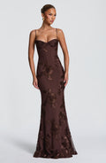 Flowy Maxi Dress for Women – Elegant Summer Evening Gown – Brown