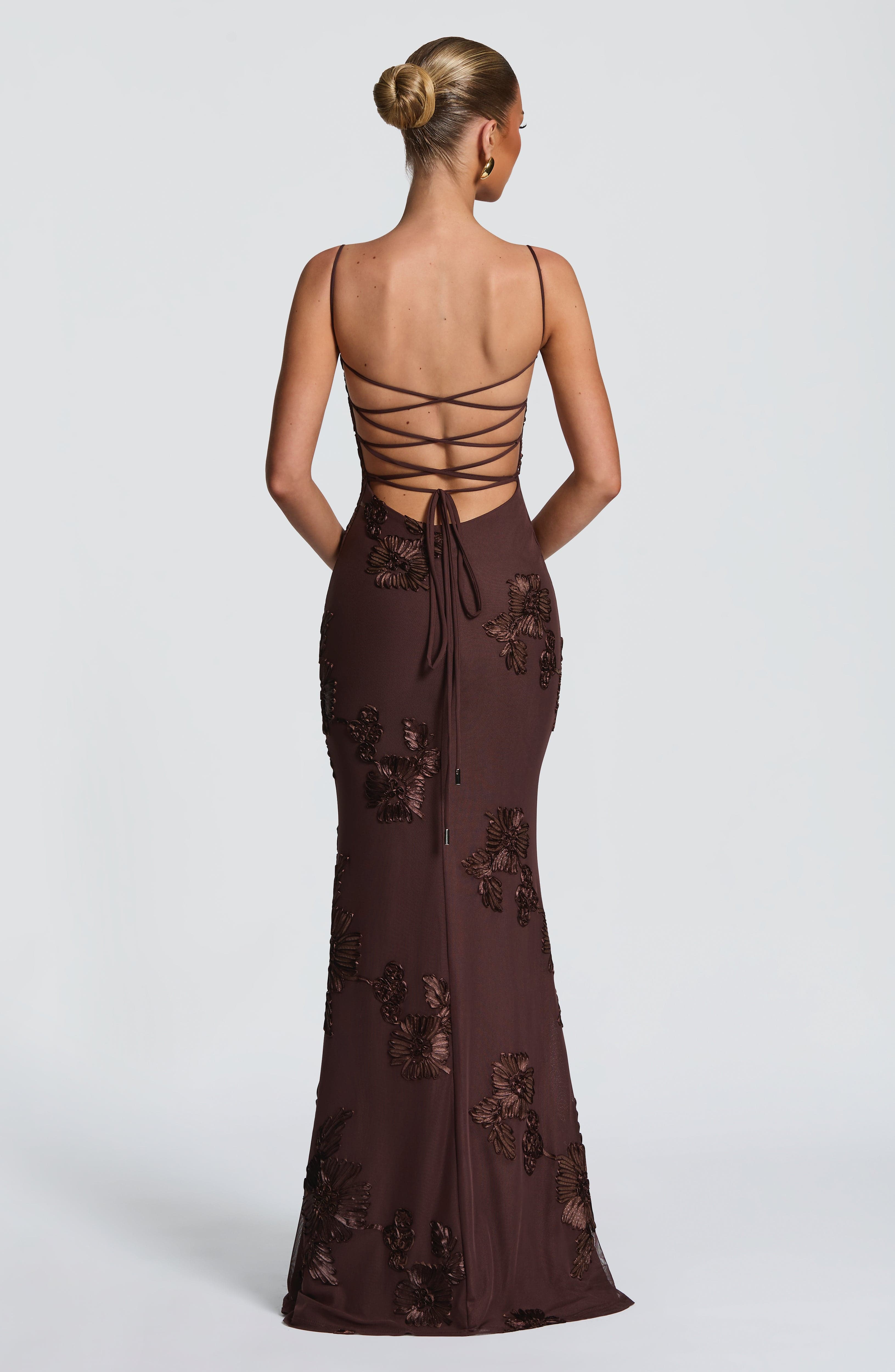 Flowy Maxi Dress for Women – Elegant Summer Evening Gown – Brown
