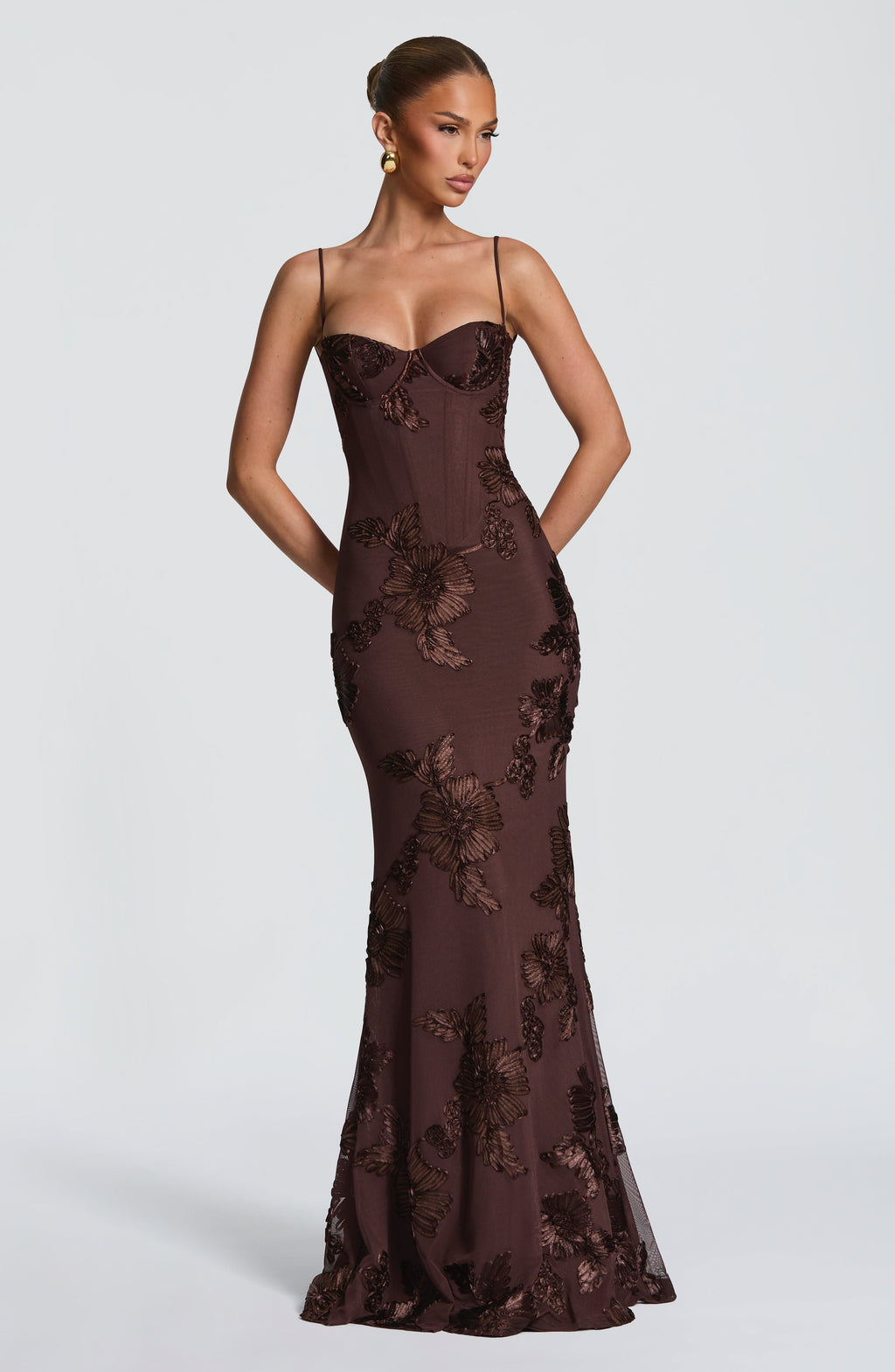 Flowy Maxi Dress for Women – Elegant Summer Evening Gown – Brown