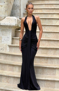 Flowing Maxi Dress for Women – Elegant Evening Gown – Black
