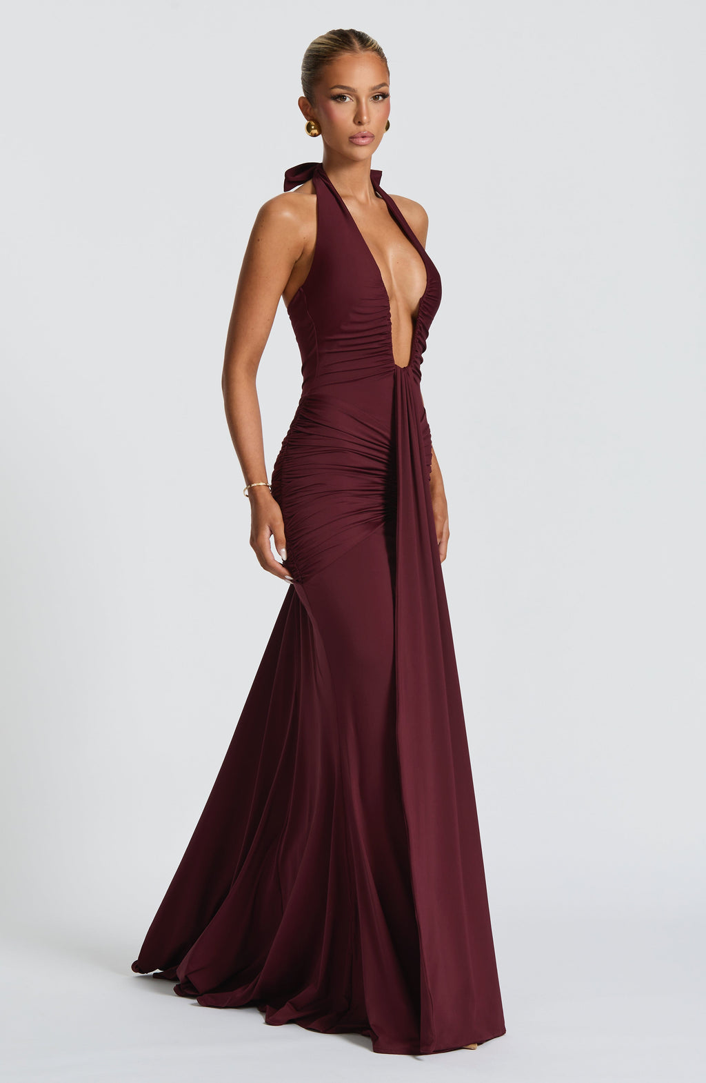 Flowing Maxi Dress for Women – Elegant Evening Gown – Burgundy