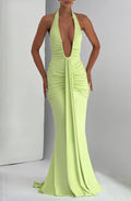 Flowing Maxi Dress for Women – Elegant Evening Gown – Lime