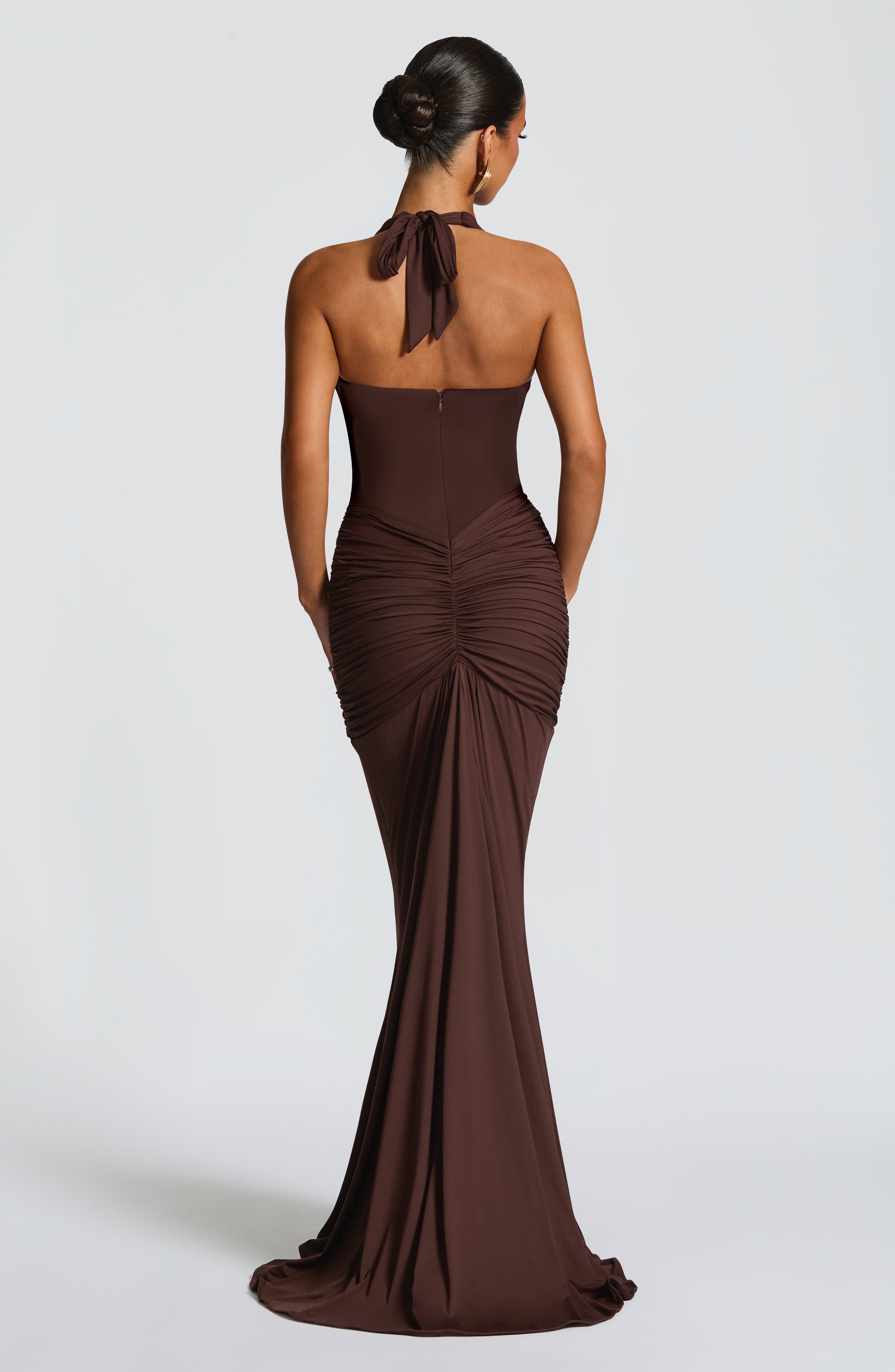 Flowing Maxi Dress for Women – Elegant Evening Gown – Brown
