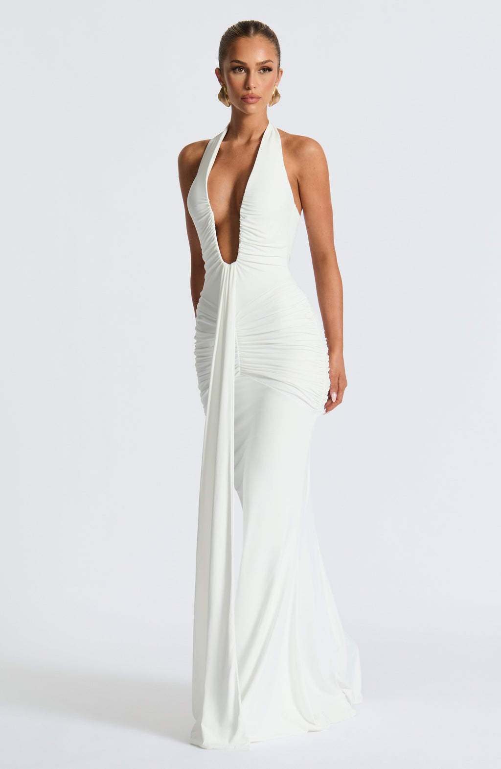 Flowing Maxi Dress for Women – Elegant Evening Gown – White
