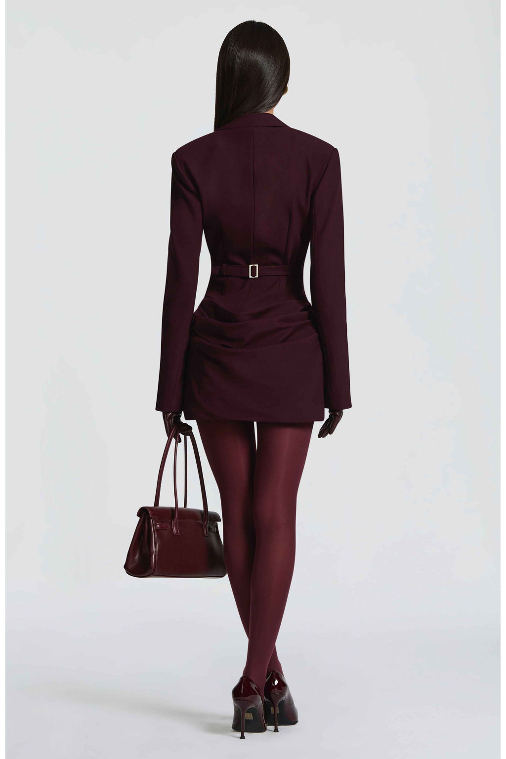 Tailored Blazer Mini Dress for Women – Long Sleeve Plum Party Dress