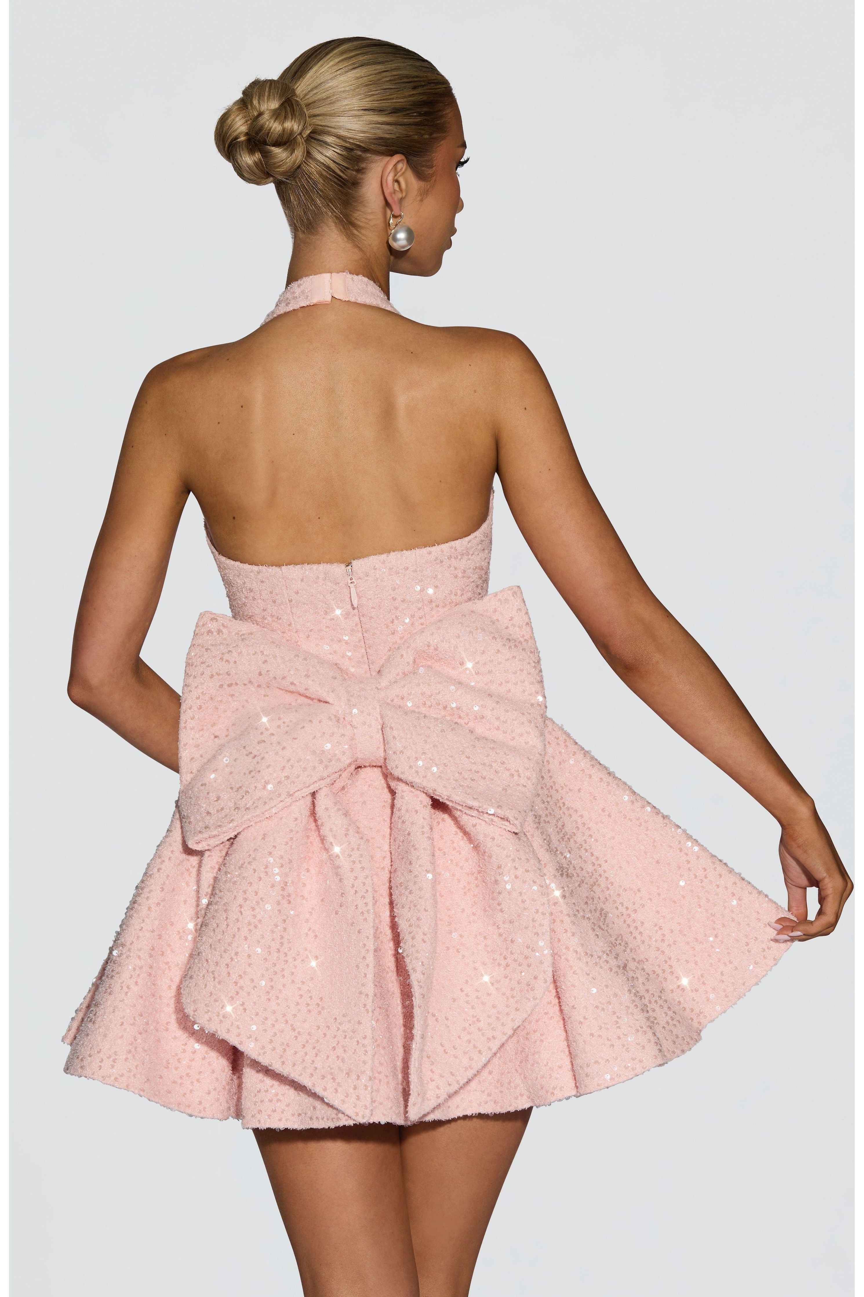 Sequined Halter Mini Dress for Women – Sparkle Party Dress