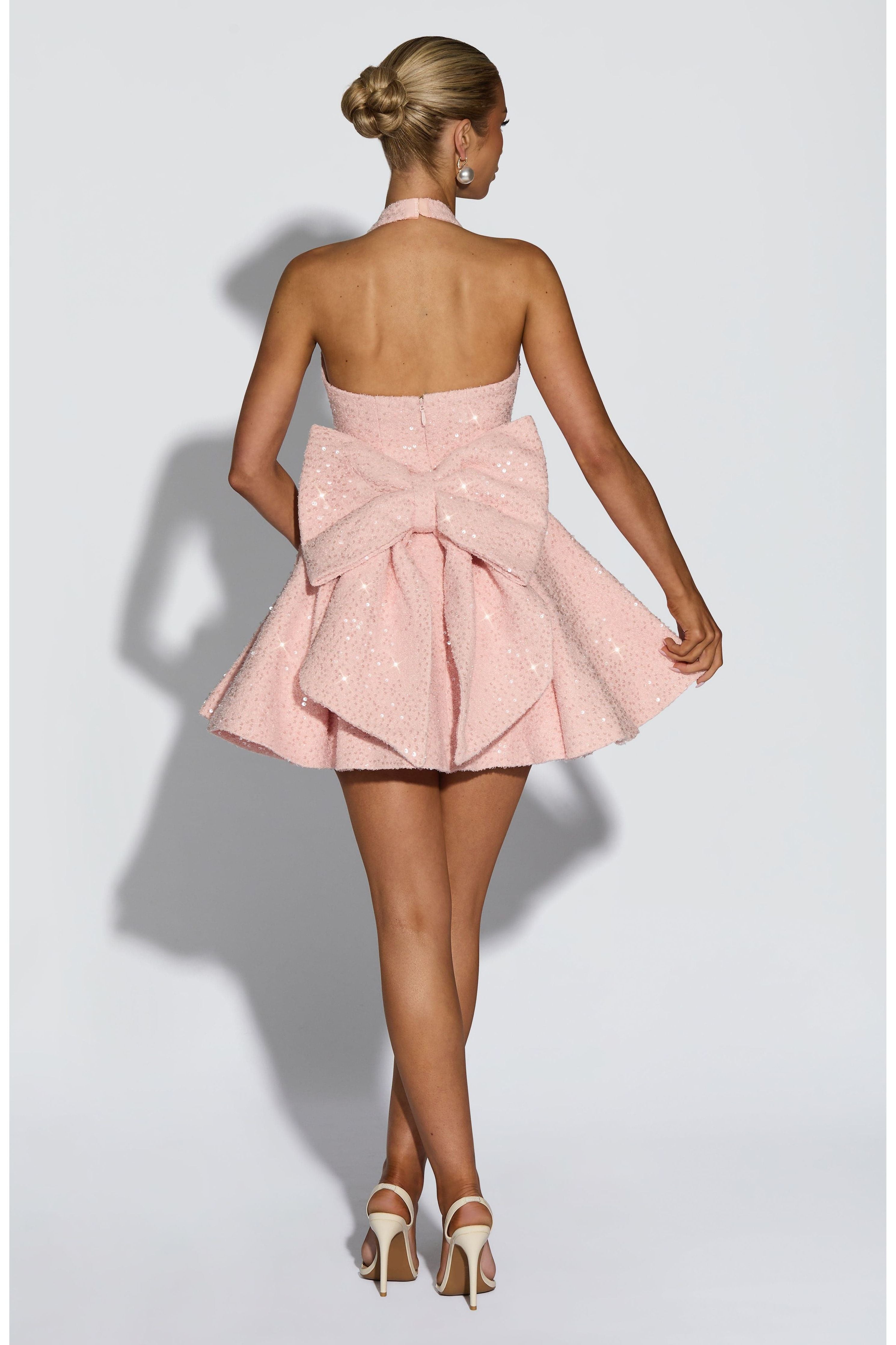 Sequined Halter Mini Dress for Women – Sparkle Party Dress
