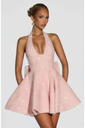 Sequined Halter Mini Dress for Women – Sparkle Party Dress