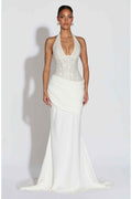 Embellished Halter Maxi Dress for Women – Sleeveless Evening Gown