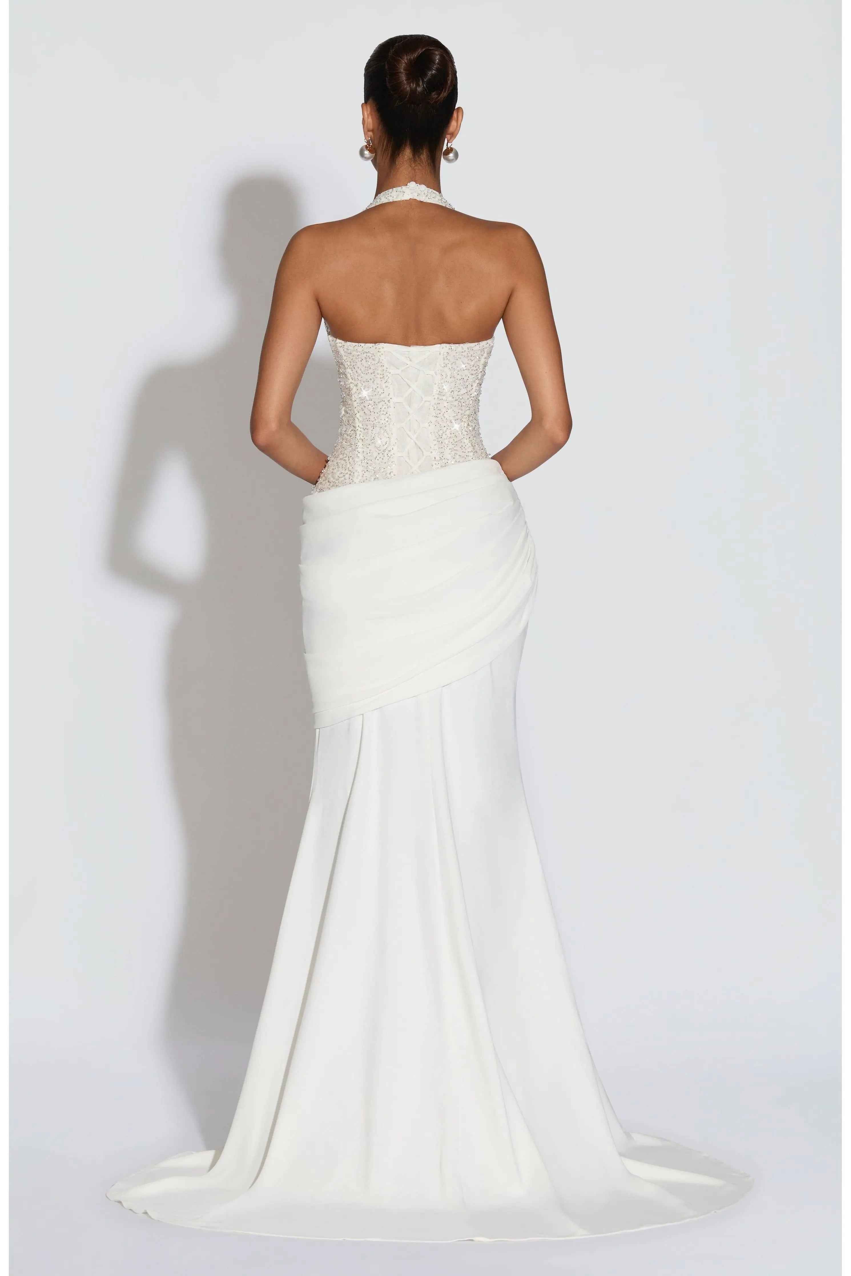 Embellished Halter Maxi Dress for Women – Sleeveless Evening Gown