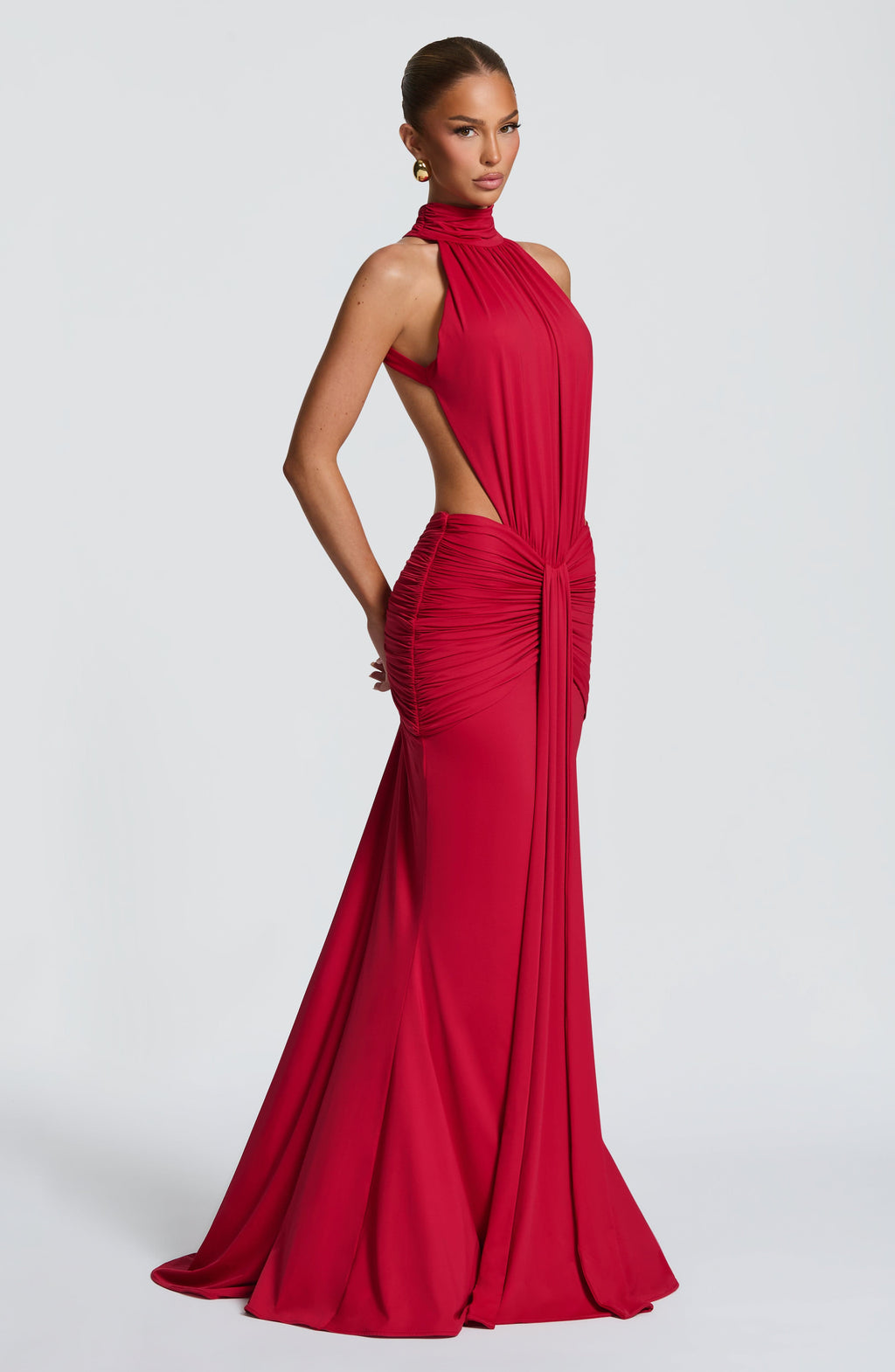 Elegant Maxi Dress for Women – Flowy Evening Gown – Red