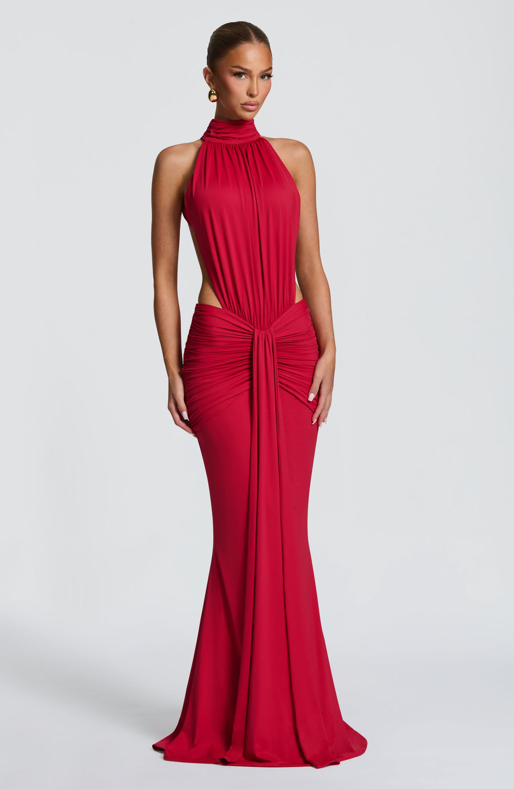 Elegant Maxi Dress for Women – Flowy Evening Gown – Red