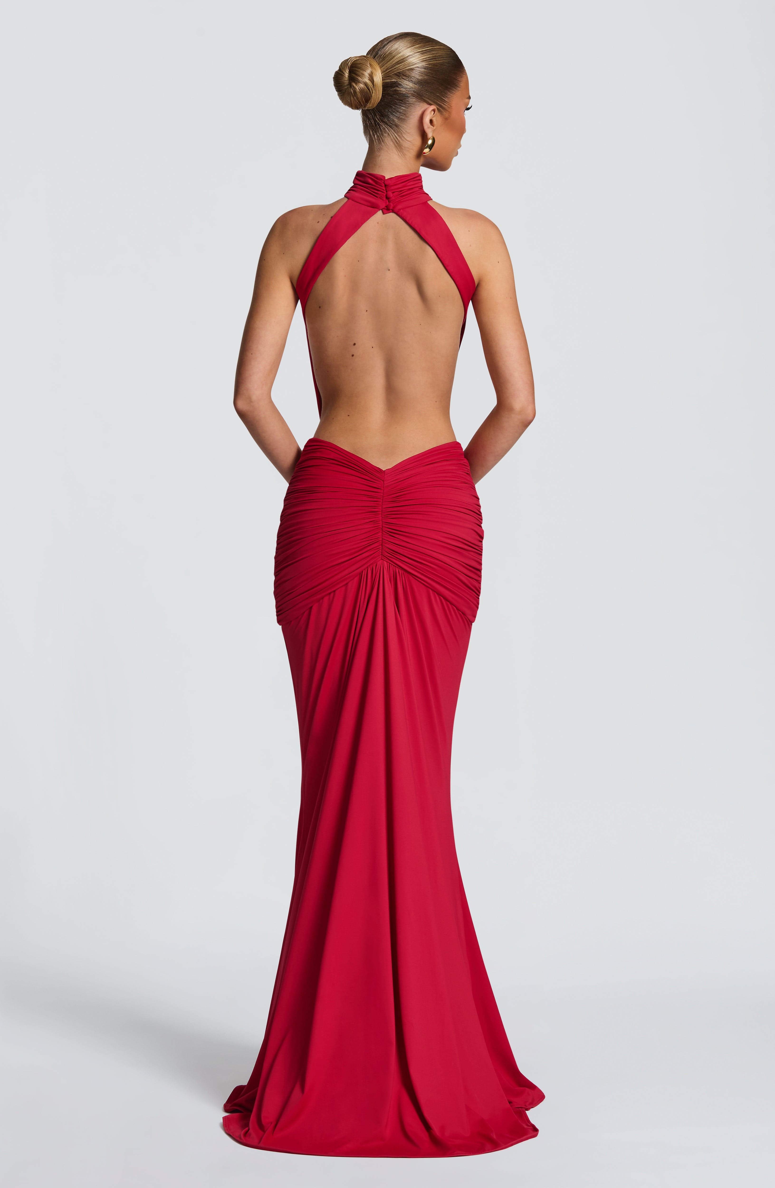 Elegant Maxi Dress for Women – Flowy Evening Gown – Red